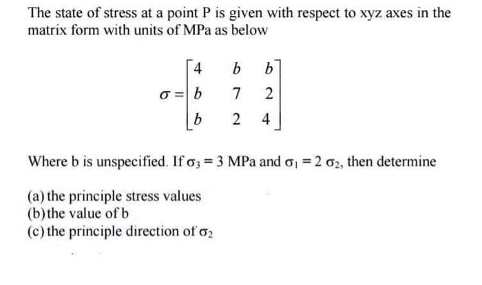 Solved The state of stress at a point P is given with | Chegg.com