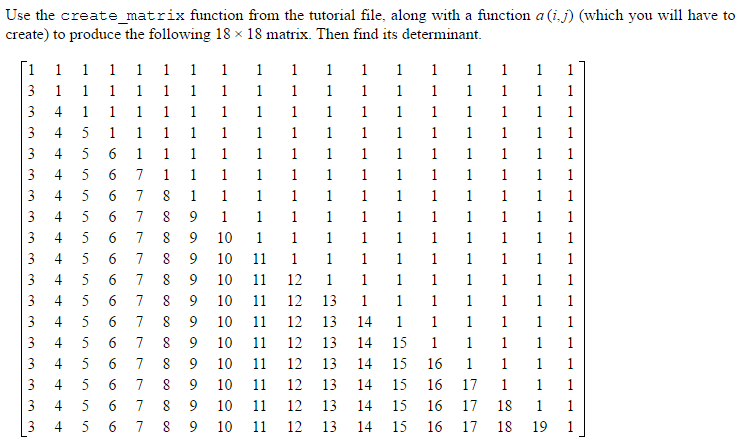 Solved Use the create-matrix function from the tutorial | Chegg.com
