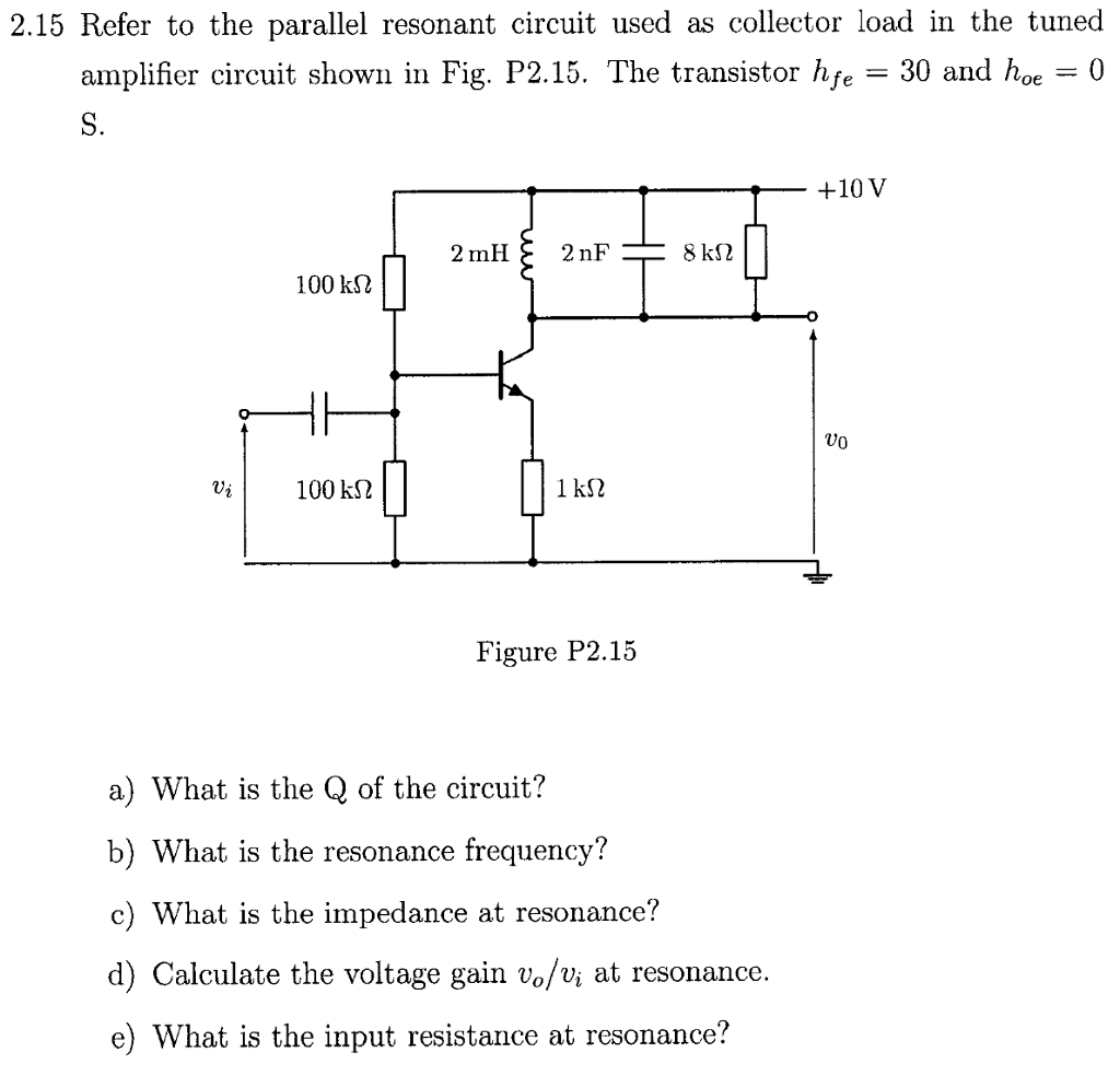 Solved Refer to the parallel resonant circuit used as