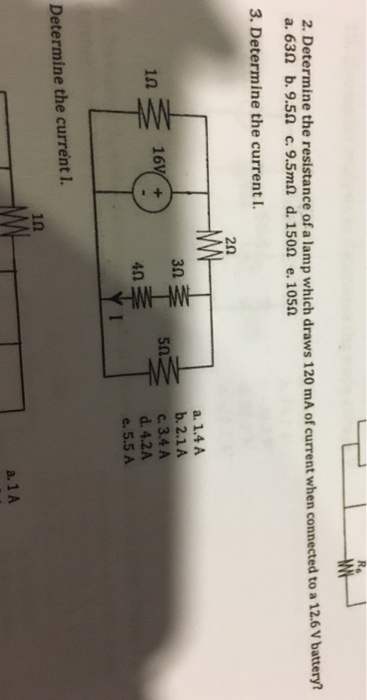 Solved Determine the resistance of a lamp which draws 120 mA | Chegg.com