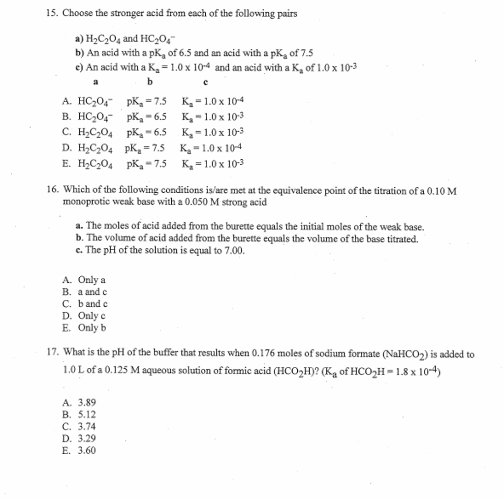 Solved Choose the stronger acid from each of the following | Chegg.com