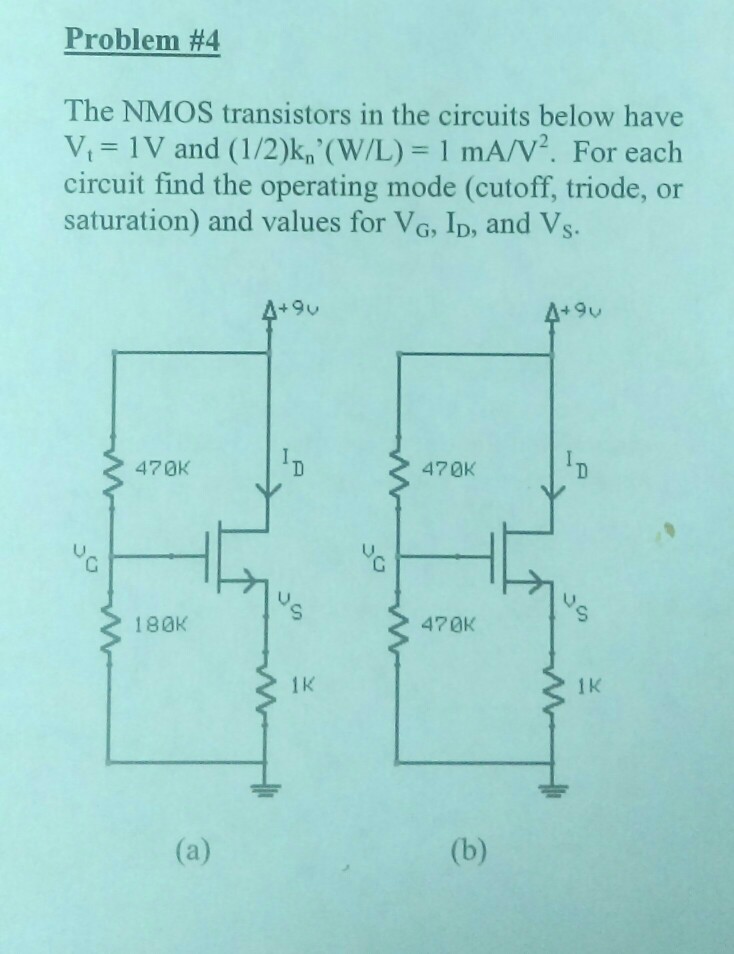 Solved Problem 4 The NMOS transistors in the circuits below