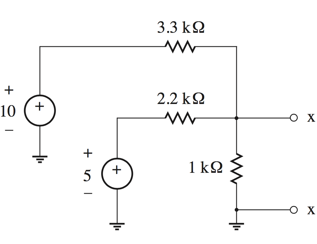 Solved 3.3 kS2 2.2 kS2 10 + 1 kS2 | Chegg.com