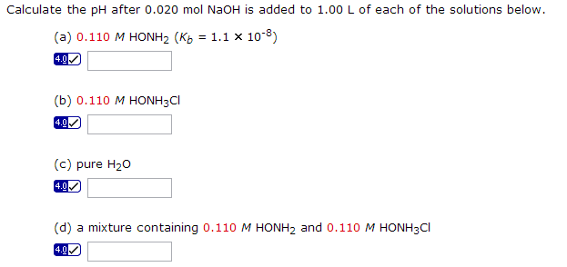 Solved Calculate The PH After 0.020 Mol NaOH Is Added To