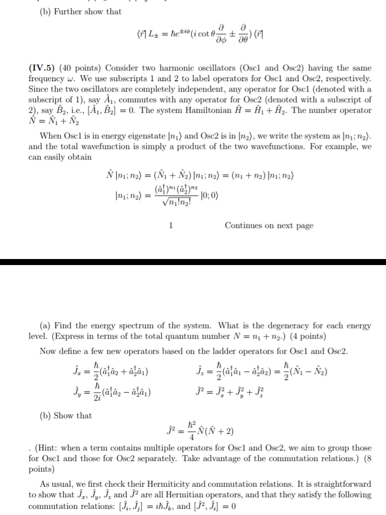 Solved (b) Further show that (IV.5) (40 points) Consider two | Chegg.com