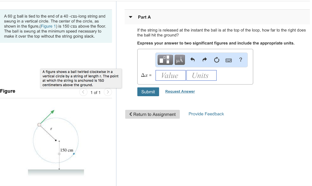 Solved A 60 g ball is tied to the end of a 40 -cm-long | Chegg.com