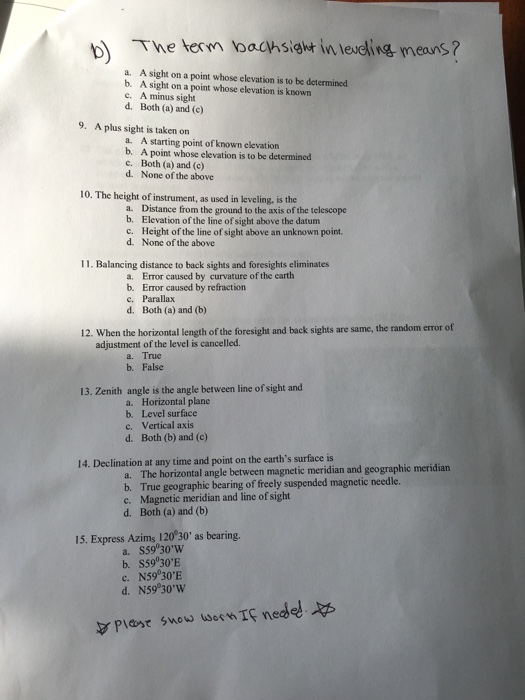 Solved The term backlight in leveling means? A sight on