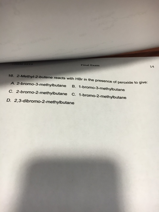 2 bromo 2 methylbutane reacts with koh