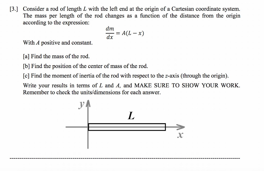 Solved [3.] Consider a rod of length L with the left end at | Chegg.com