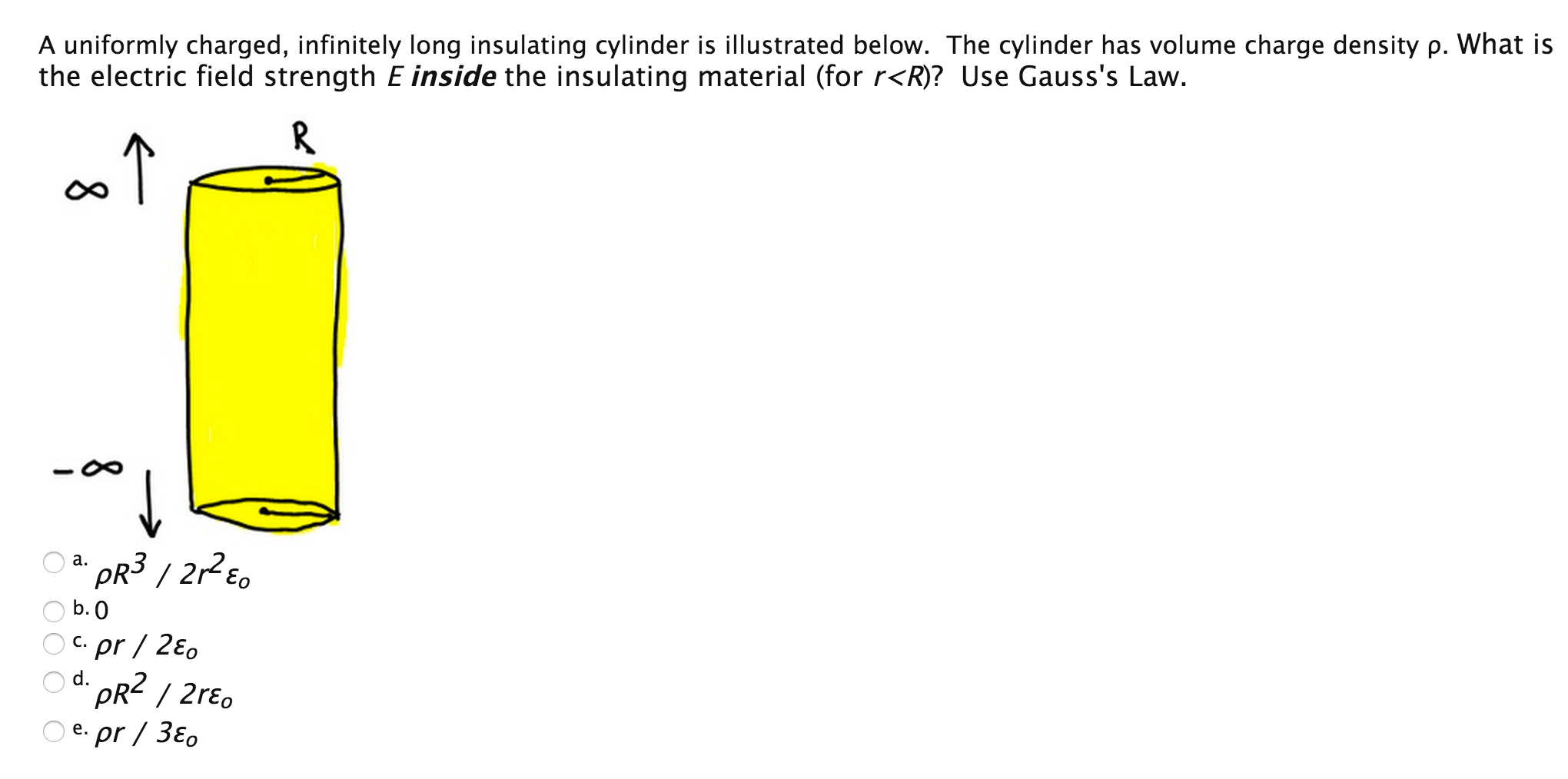 Solved A Uniformly Charged Infinitely Long Insulating