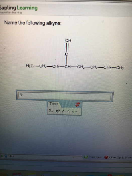 Solved Name The Following Alkyne