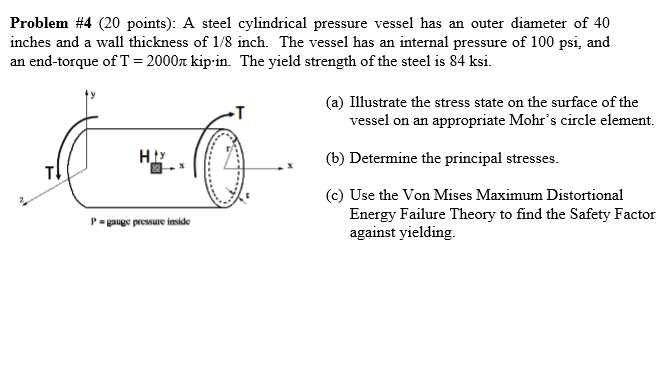 Solved: Problem #4 (20 Points): A Steel Cylindrical Pressu... | Chegg.com