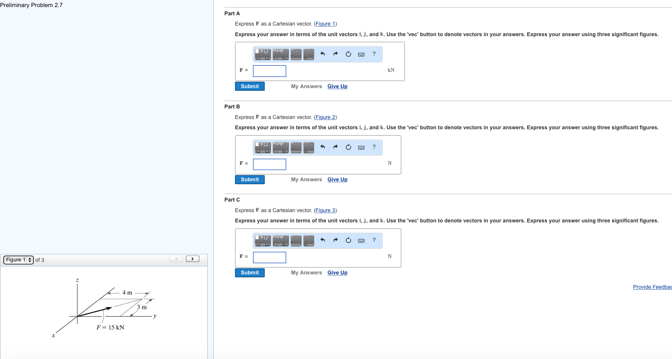 Solved Express F as a Cartesian vector. (Figure 1) Express | Chegg.com