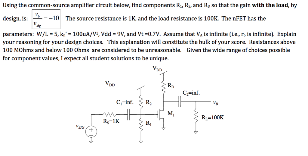 Solved Using the common-source amplifier circuit below, find | Chegg.com