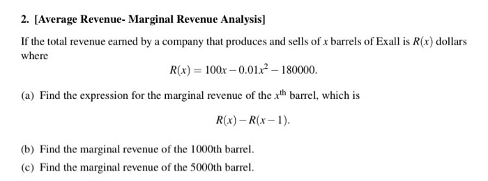 Solved 2. Average Revenue- Marginal Revenue Analysis] If the | Chegg.com