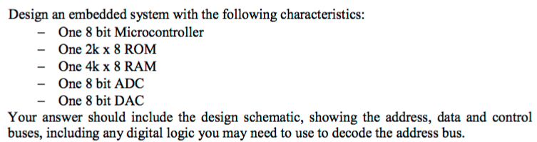 Solved Design An Embedded System With The Following | Chegg.com