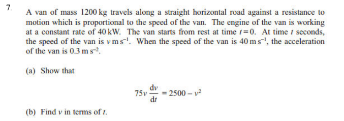 Solved A van of mass 1200 kg travels along a straight | Chegg.com