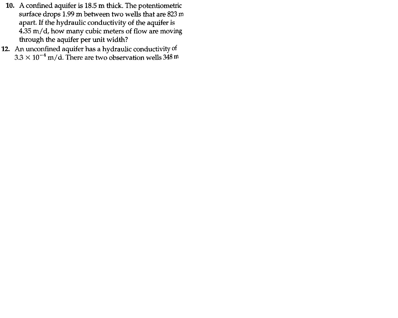 Solved 10. A confined aquifer is 18.5 m thick. The | Chegg.com