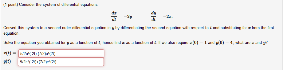 Solved Consider the system of differential equations dx/dt | Chegg.com