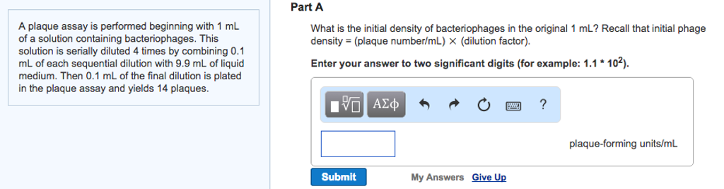 Solved A Plaque Assay Is Performed Beginning With 1 ML Of A | Chegg.com