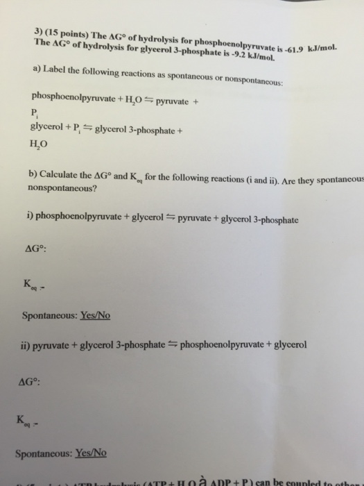Solved The Delta G degree of hydrolysis for | Chegg.com