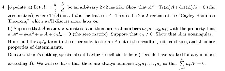 Solved 4 5 Points A Let A Be An Arbitrary 2x2 Matrix Chegg