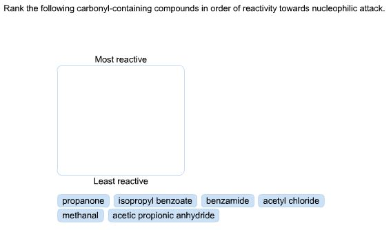 Solved Rank the following carbonyl-containing compounds in | Chegg.com