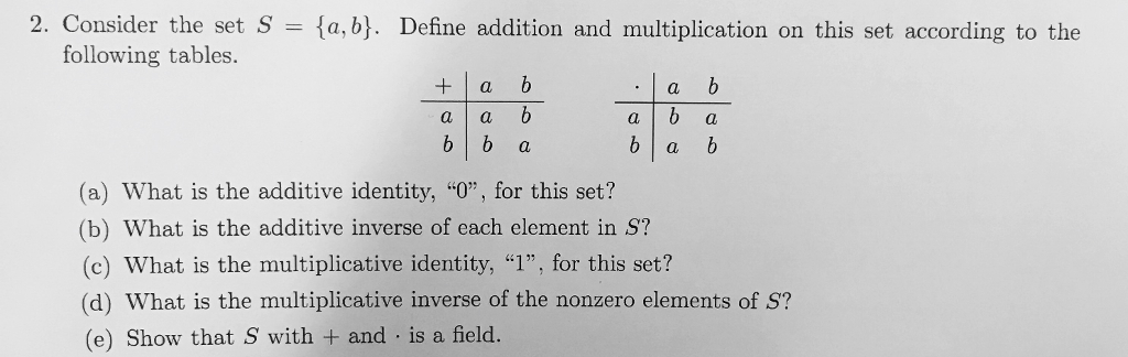 Solved Consider The Set S = {a, B}, Following Tables. Define | Chegg.com