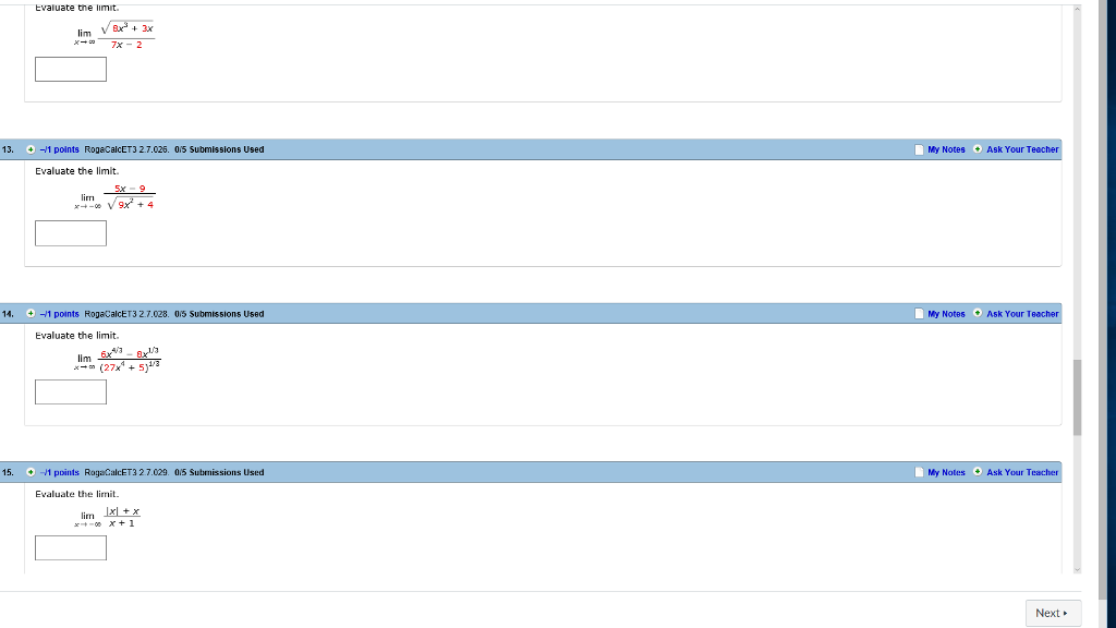 Solved Evaluate The Limit 4 3x 13 1 Points RogacalcET3 Chegg
