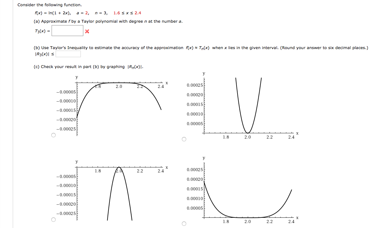 Solved Consider the following function. f(x) = ln(1 + 2x), | Chegg.com