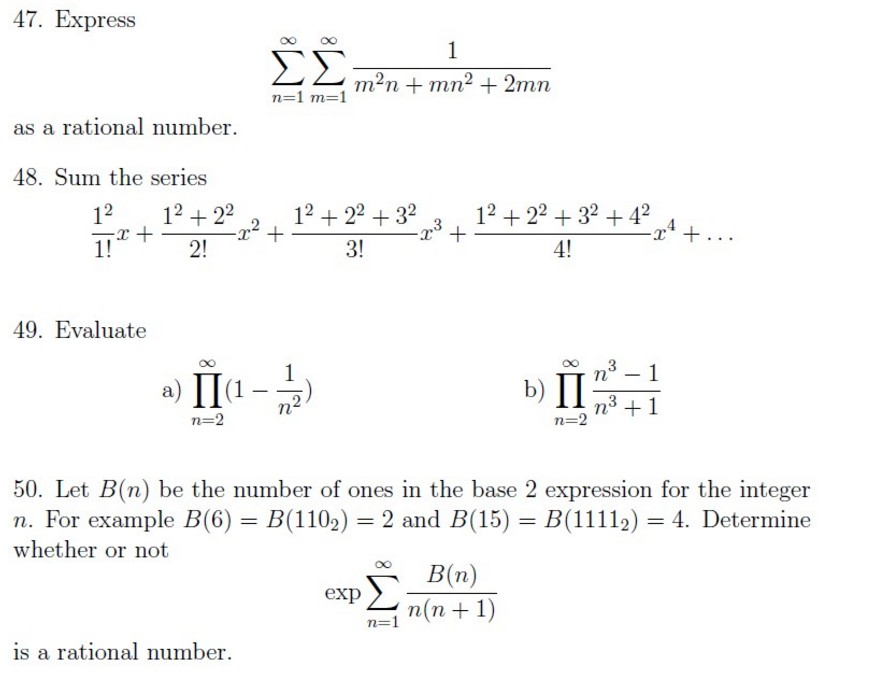 Solved 47. Express 0o OO n=1 m=1 as a rational number. 48. | Chegg.com