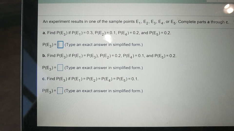 Solved An experiment results in one of the sample points E1. | Chegg.com