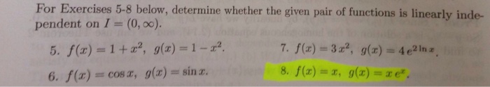 Solved For Exercises 5-8 below, determine whether the given | Chegg.com