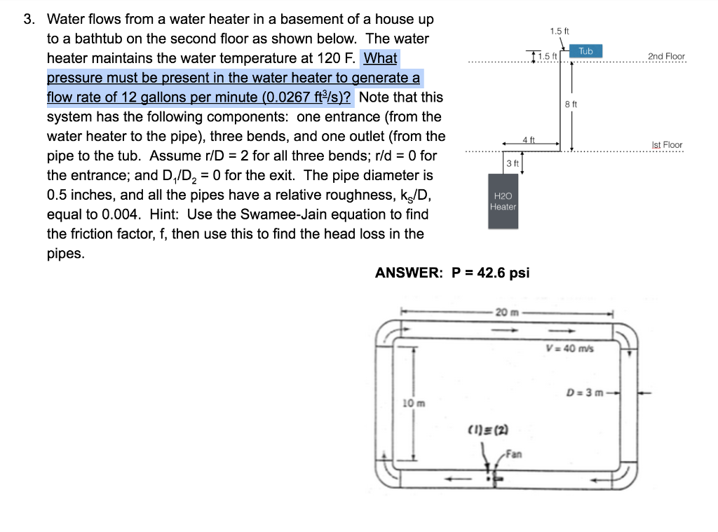 Solved 3. 1.5 ft Tub 2nd Floor Water flows from a water