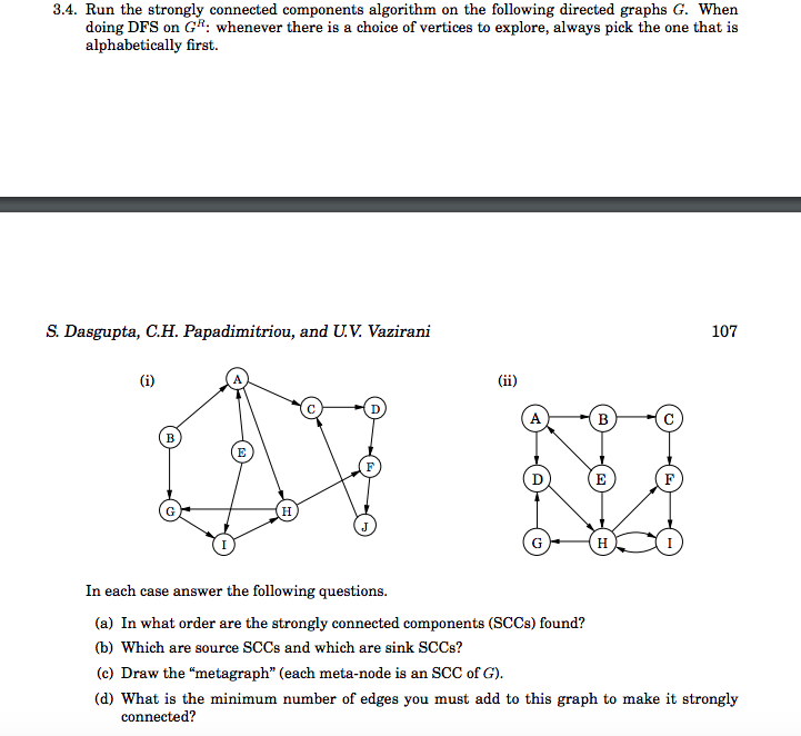 Solved 3 4 run the strongly connected components algorithm chegg