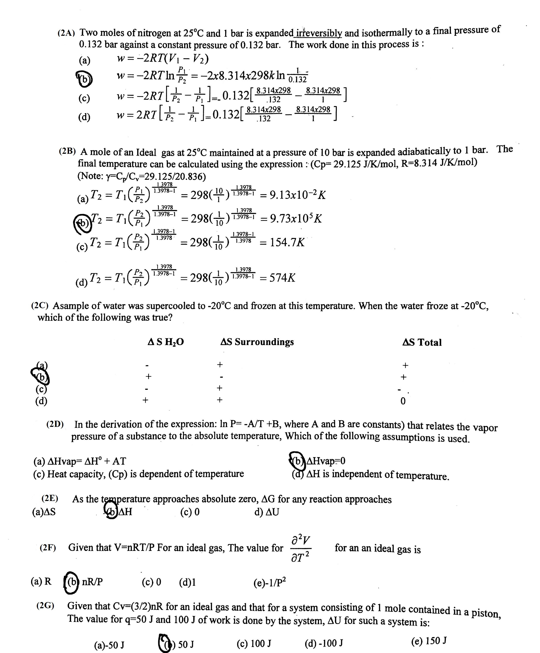 Solved Two Moles Of Nitrogen At 25degreec And 1 Bar Is 