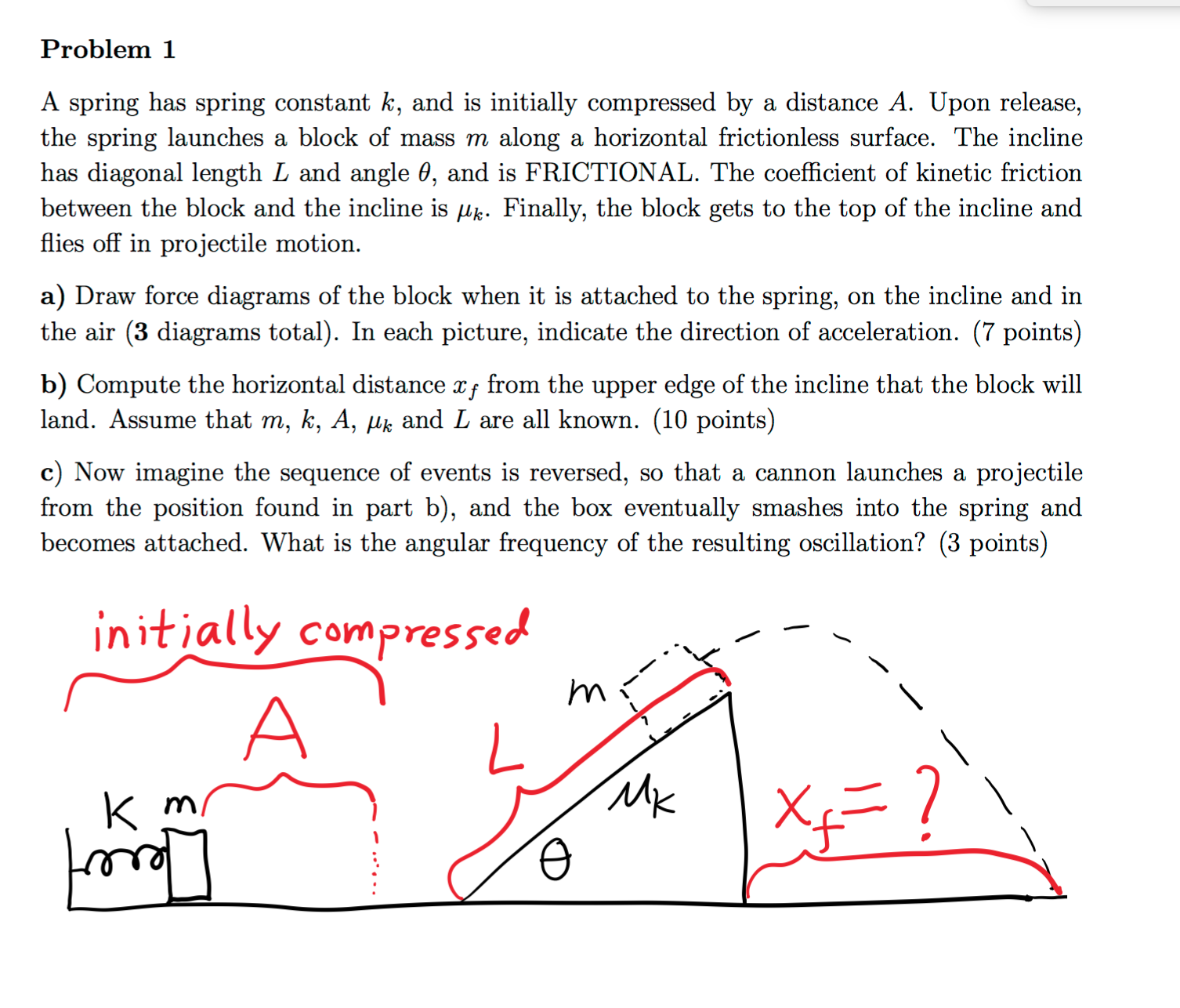 A spring has spring constant k, and is initially