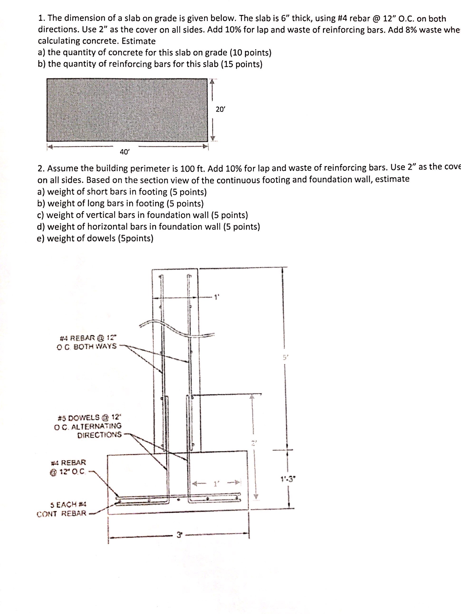 Solved The dimension of a slab on grade is given below. The