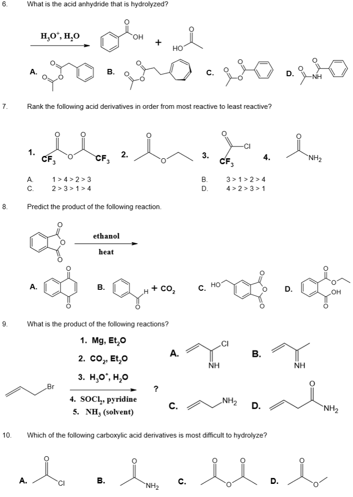 Solved What is the acid anhydride that is hydrolyzed? OH ?.? | Chegg.com