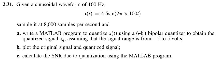 Solved Given a sinusoidal waveform of 100 Hz, x(t) = | Chegg.com