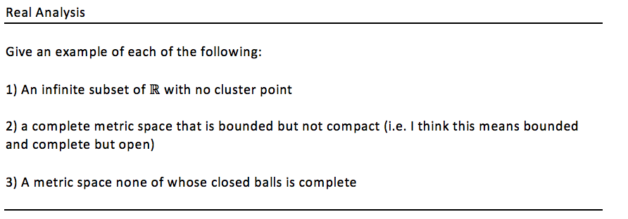 Solved Real Analysis Give An Example Of Each Of The | Chegg.com