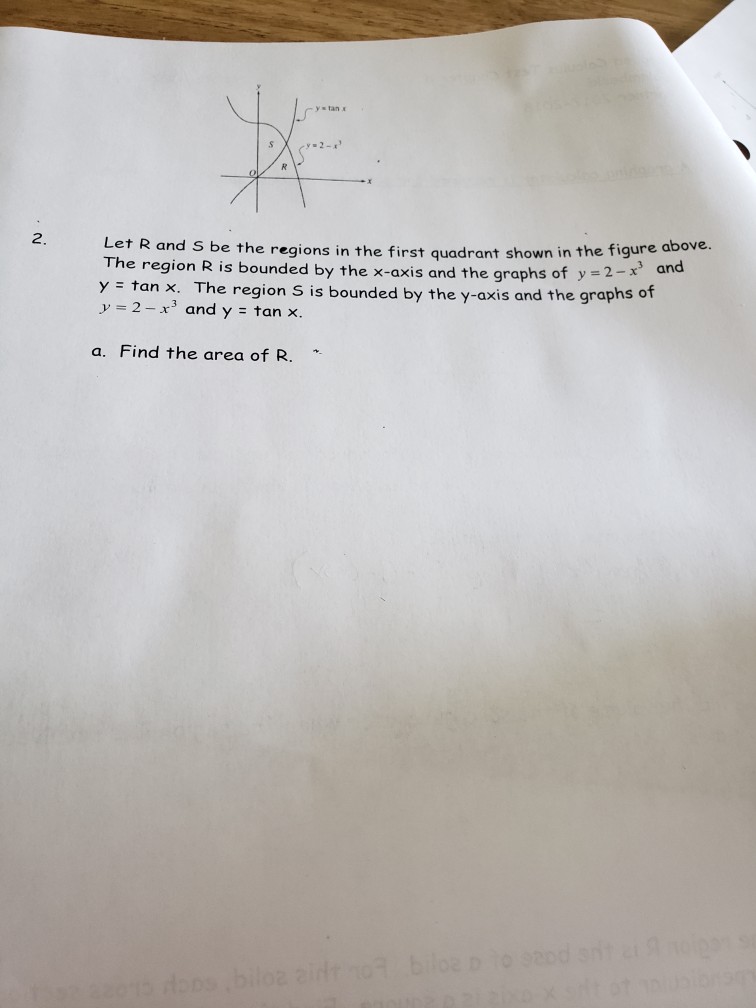 Solved y s tan x 2. Let R and s be the regions in the first | Chegg.com