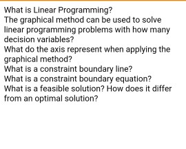 Solved What is Linear Programming? The graphical method can | Chegg.com