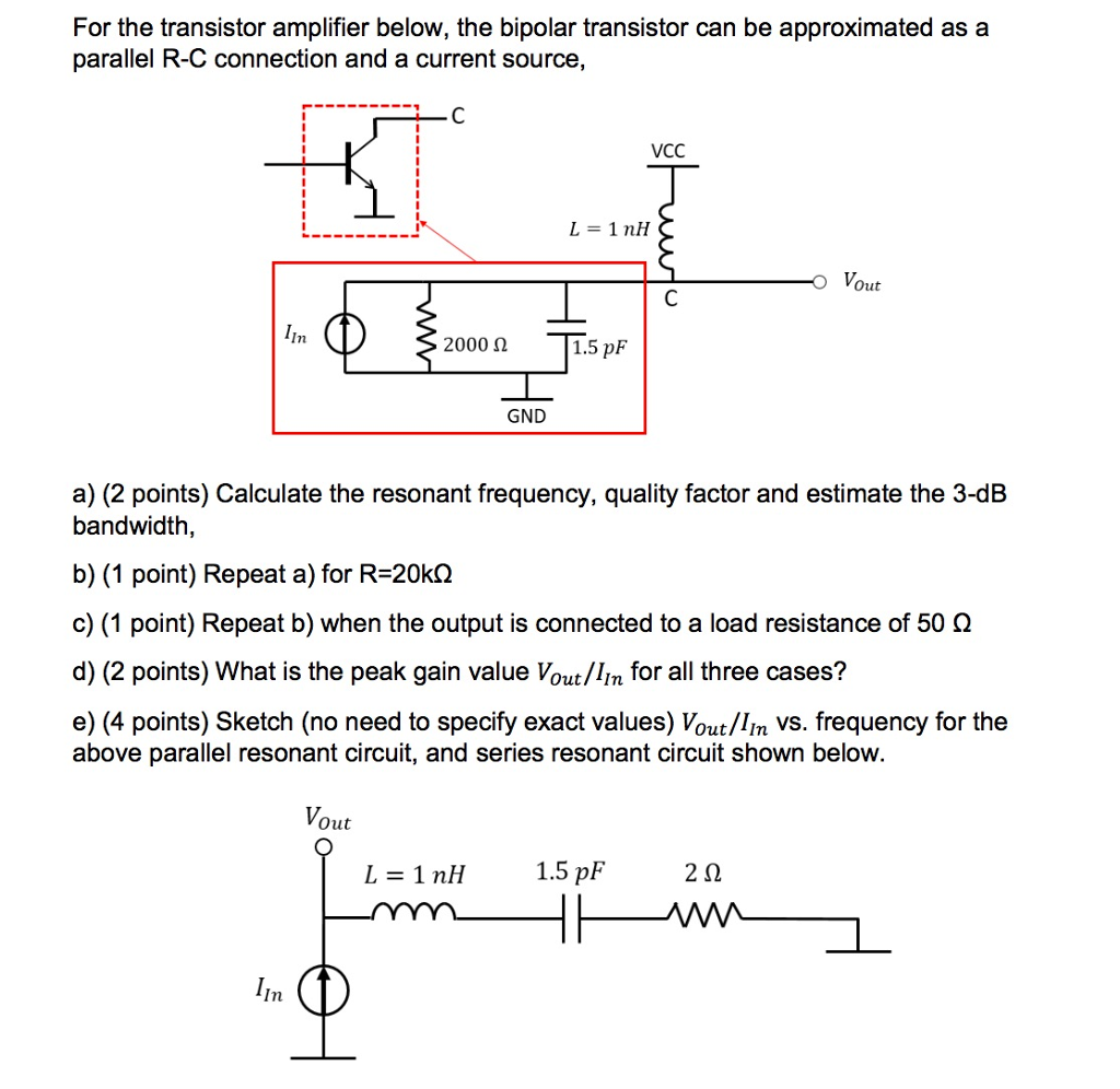 Solved For the transistor amplifier below, the bipolar
