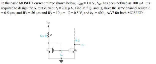 Solved In the basic MOSFET current mirror shown below, PDD-1 | Chegg.com