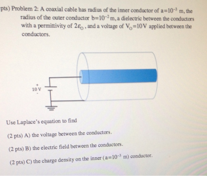 Solved pts) Problem 2: A coaxial cable has radius of the | Chegg.com