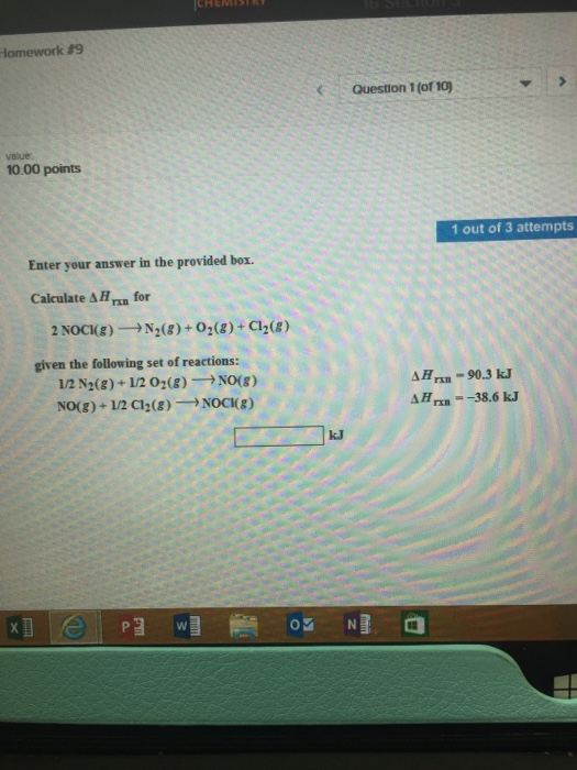 Solved Calculate Delta H Rxn For 2 Nocl G Rightarrow