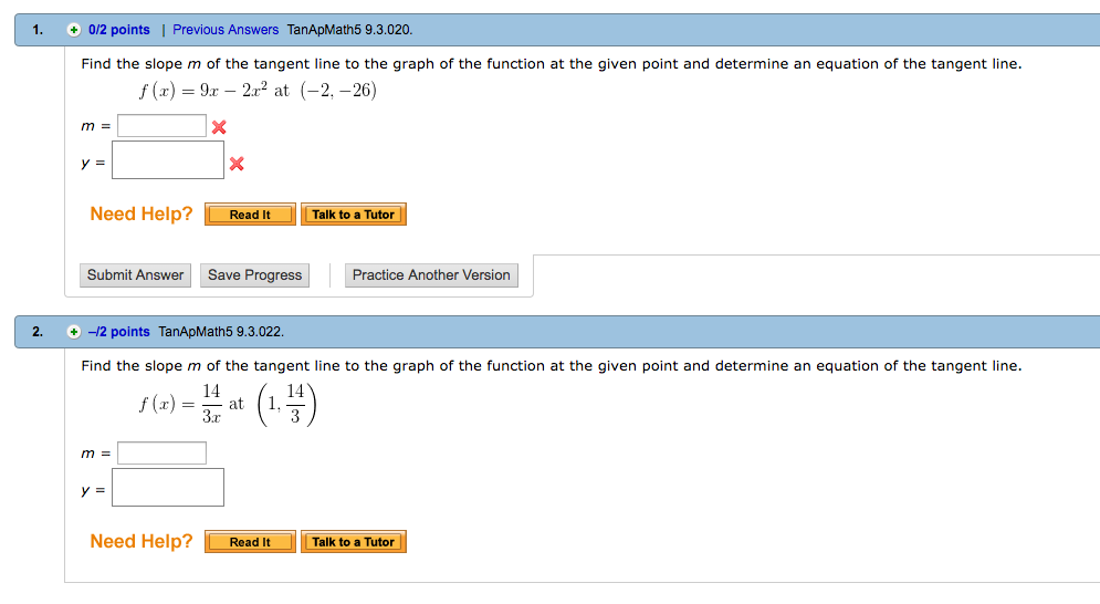 Solved Find The Slope M Of The Tangent Line To The Graph Of