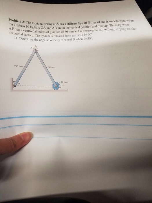 Solved The torsional spring at A has a stiffness k_T = 10 N