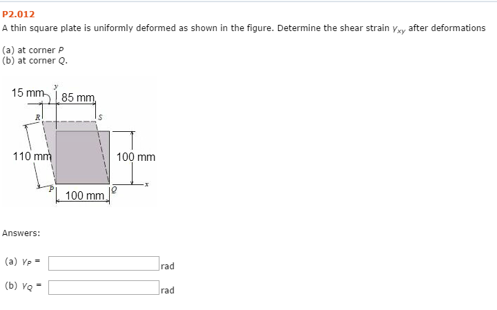 Solved A thin square plate is uniformly deformed as shown in | Chegg.com